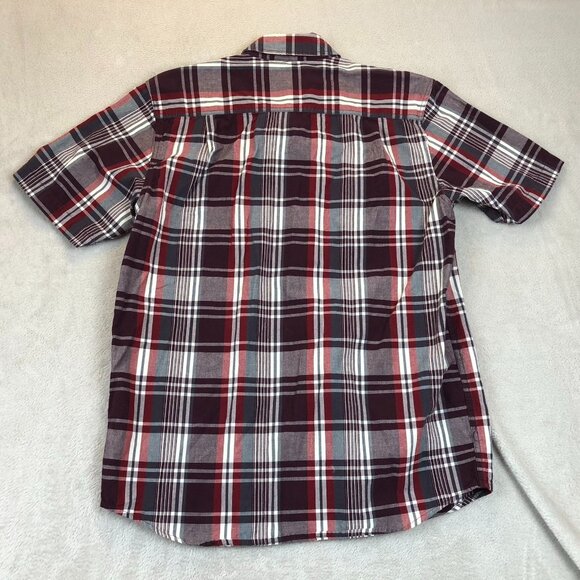 Carhartt Mens Shirt Medium Relaxed Fit Short Sleeve Button Up Red Plaid Casual - Picture 9 of 9